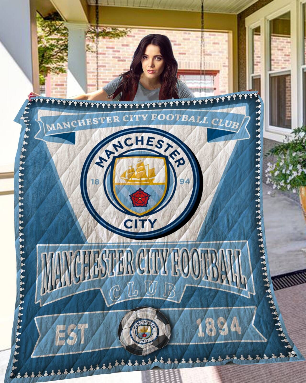 Manchester City Football Club 3D Quilt Blanket, Fleece Blanket