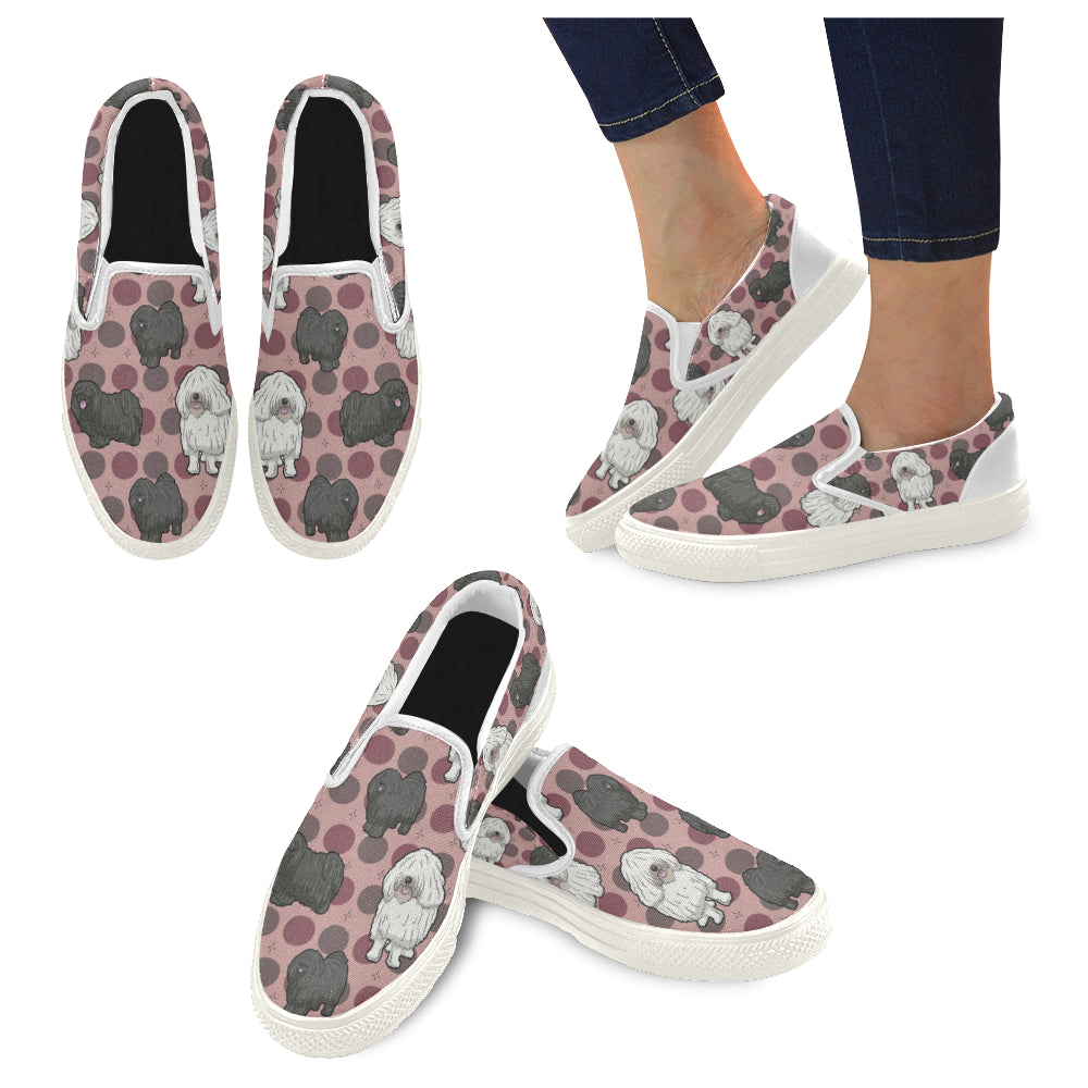 Puli Dog White Women’s Slip-on Canvas Shoes