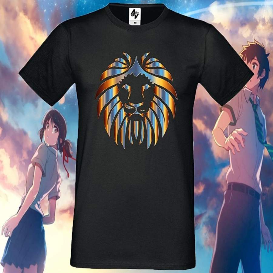 4. Sale Of Mens T Shirt Lion White And Blue Grey Heavy Cotton Wool Common Round Collar Short