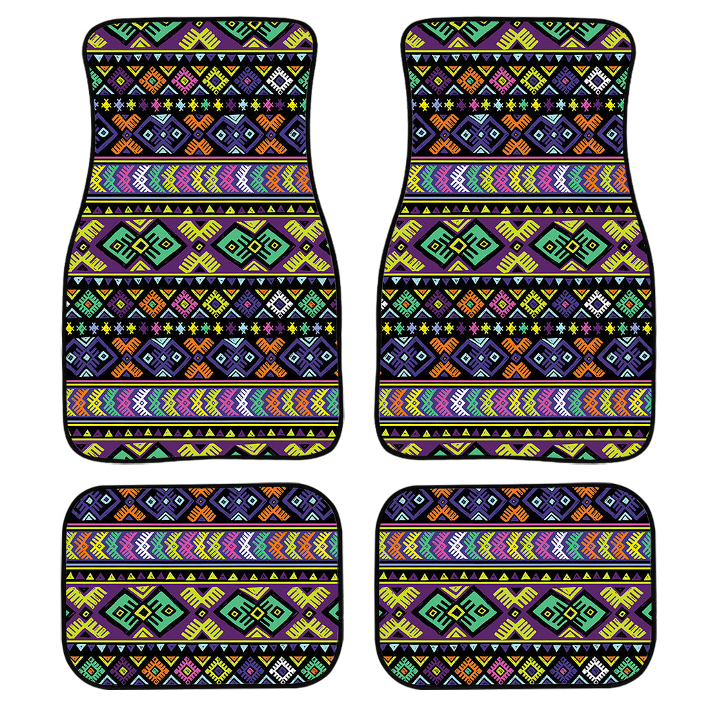 Colorful Native Navajo Tribal Print Front And Back Car Floor Mats, Front Car Mat