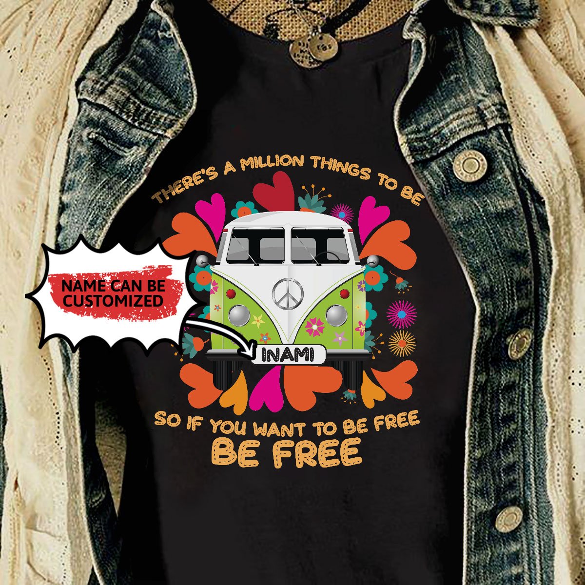 Personalized Tshirt Hippie Car Front View Be Free