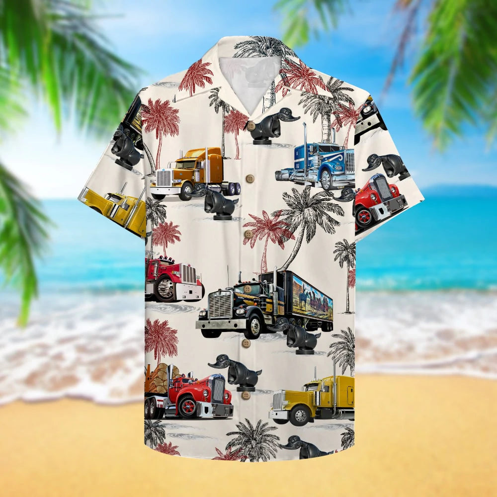 Truck With Duck Pattern Hawaii Shirt For Men And Women Ha408