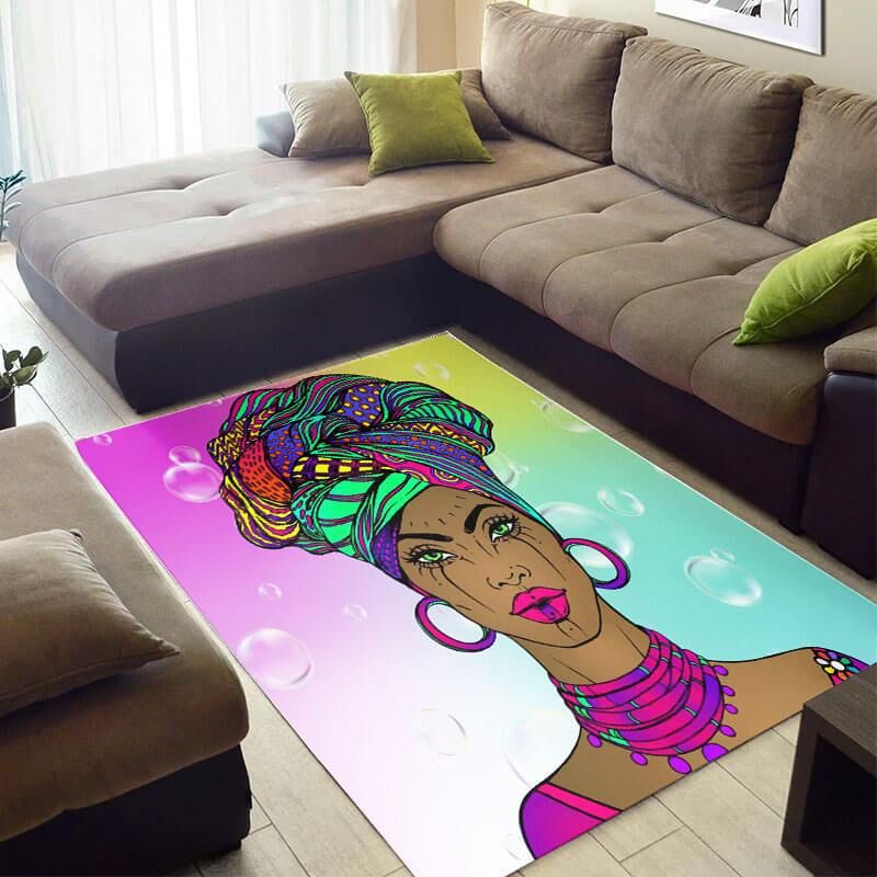 Modern African Rug Cute African Inspired Melanin Afro Girl African