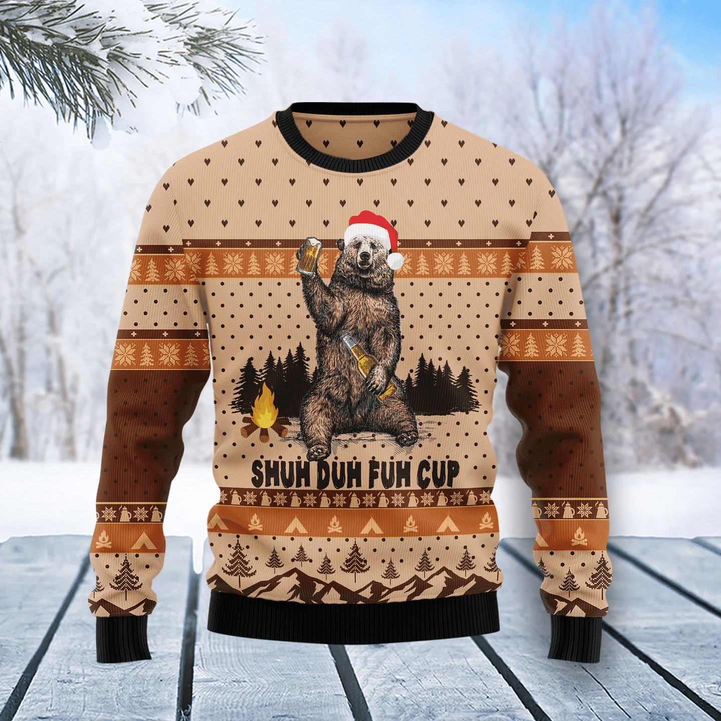 Bear Camping Christmas Ugly Sweater