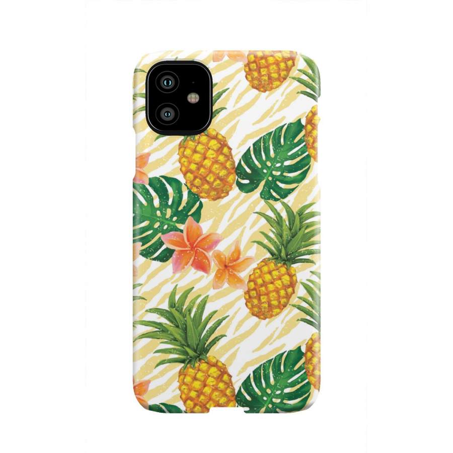 Beige Zebra Pineapple Pattern Print Phone Case