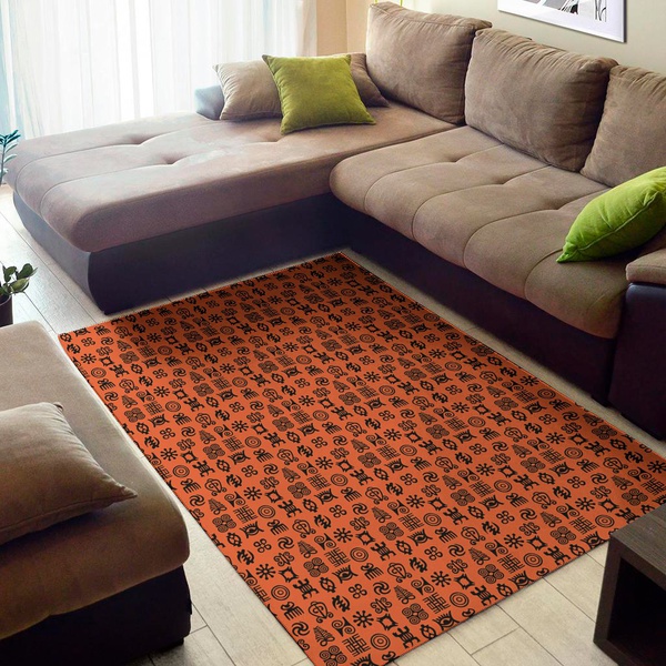 West African Adinkra Symbols Print Area Rug