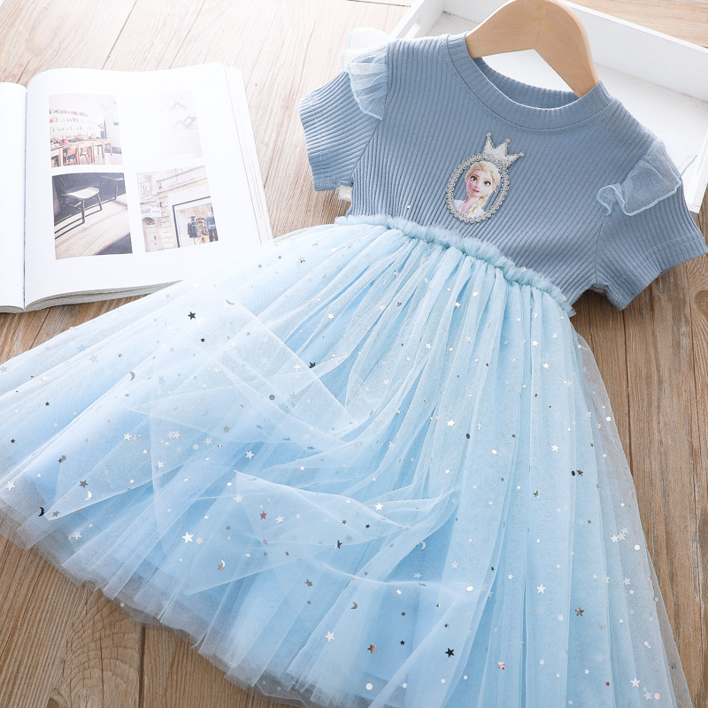 Summer Kids Dresses for Girls Frozen Elsa Princess Party Little Children’s Costume Vestidos Birthday Dress Teen Kids Outfits alx