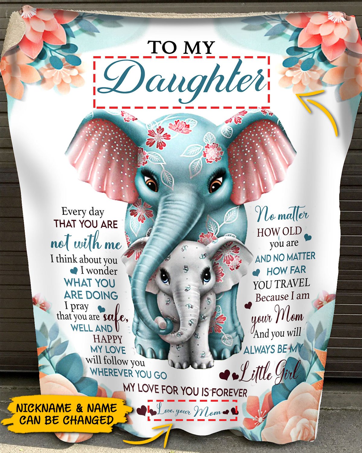 To My Daughter Elephant Flower Blanket, To My Daughter Every Day That You Are Elephan Hug Blanket