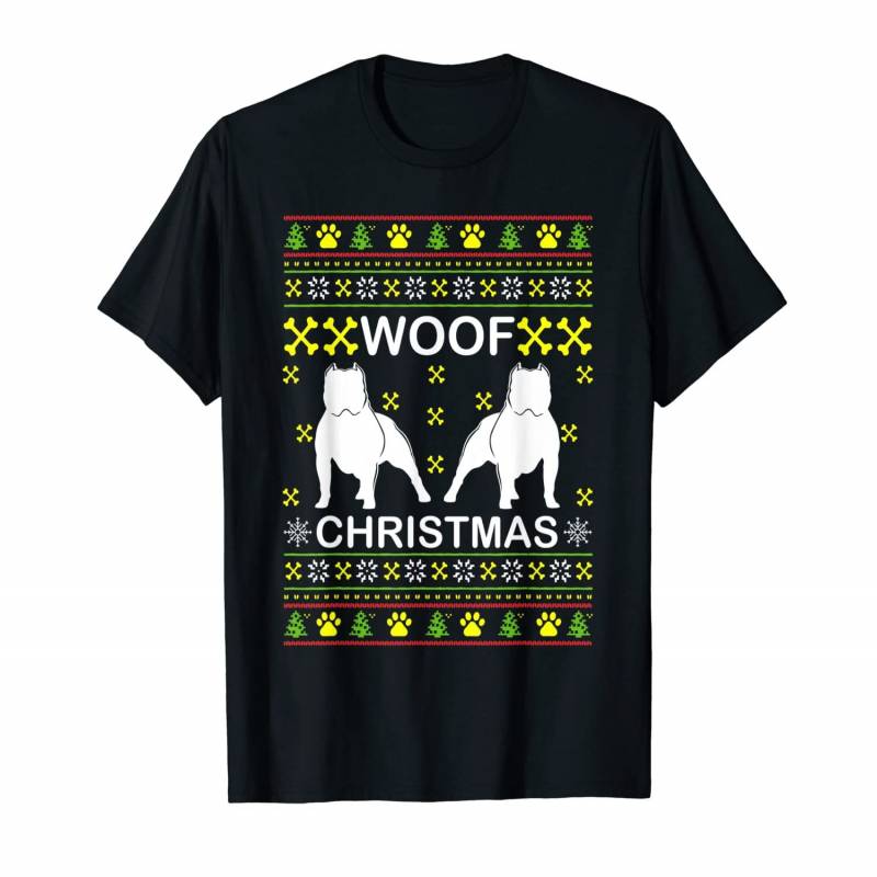 Woof Christmas Bulldog Ugly Sweater Funny Dog Christmas T-shirt