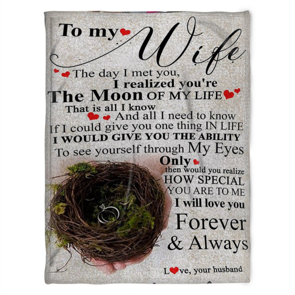 To My Wife Blanket, Fleece Blanket, The Moon Of My Life,Gift For Wife Family Home Decor Bedding Couch Sofa Soft And Comfy Cozy