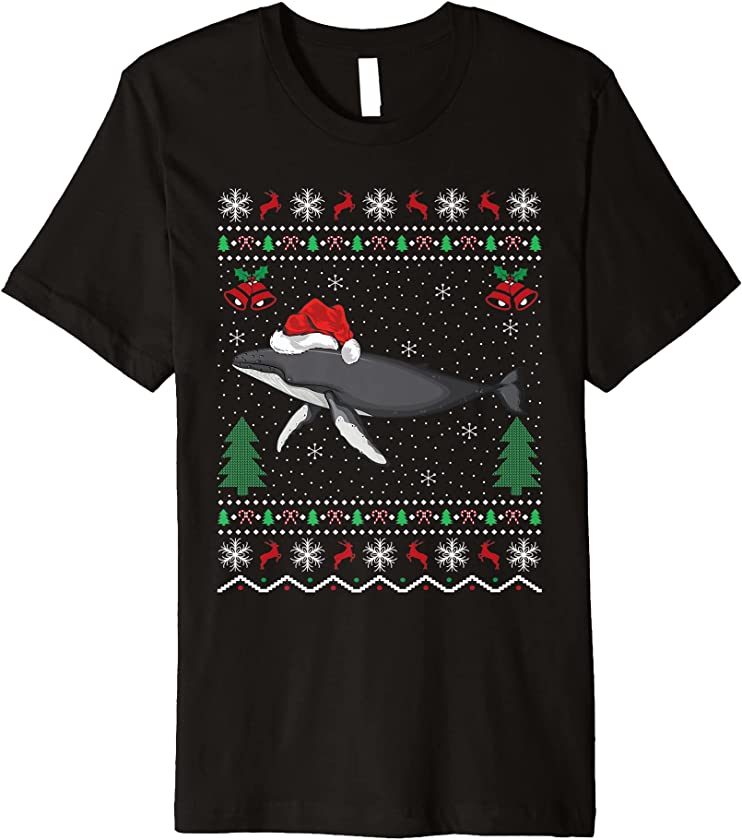 Funny Whale Animal Lover Matching Ugly Whale Christmas Premium T-Shirt