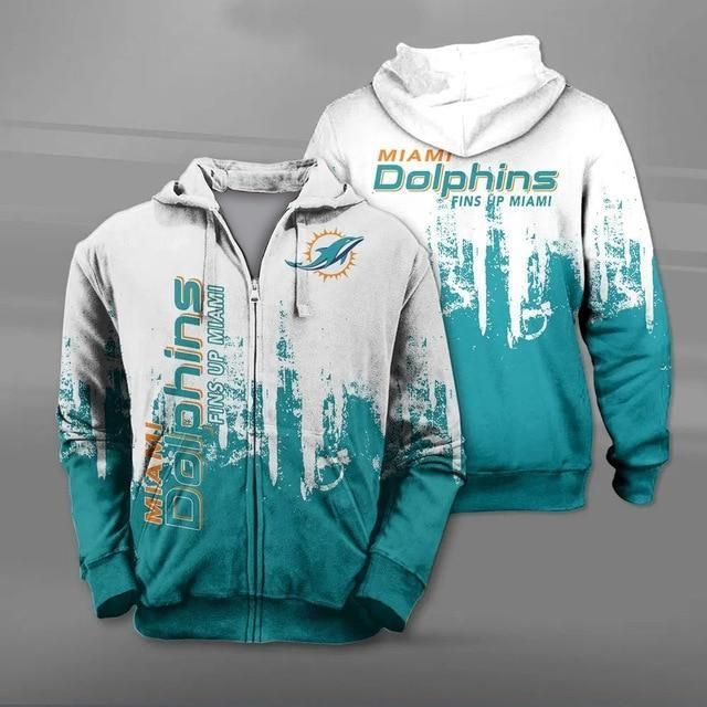 Miami Dolphins 3D Zipper Hoodie