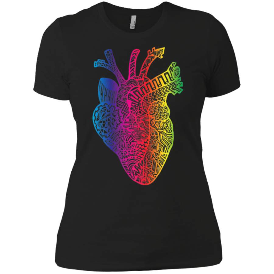 AGR Colorful Anatomical Heart Ladies T-Shirt