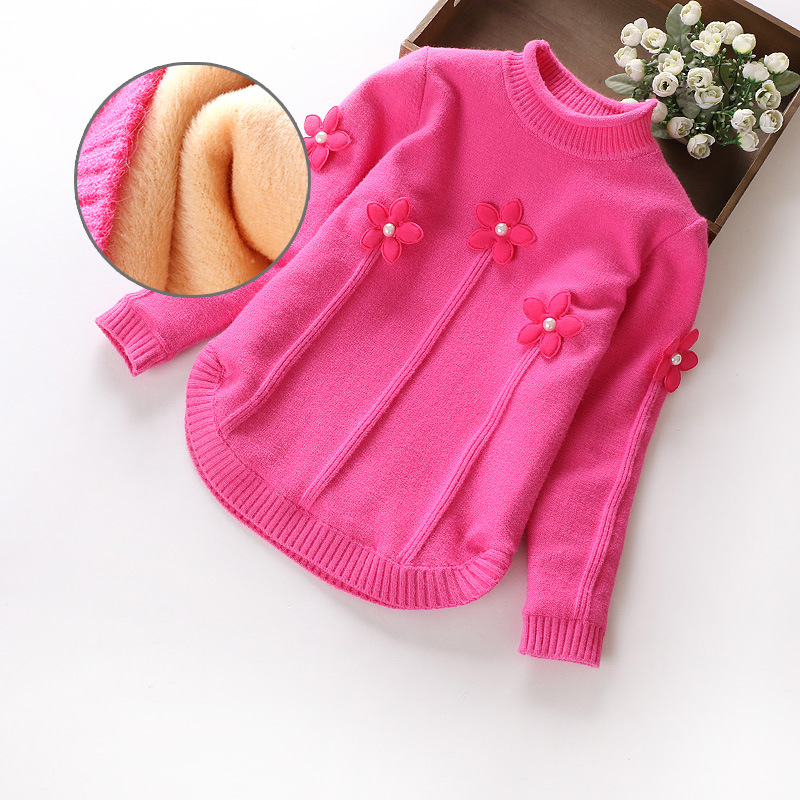 2021 Ins New Fashion Girls Winter Sweaters Winter Thick Fleece Pullover Sweaters Children Clothing alx