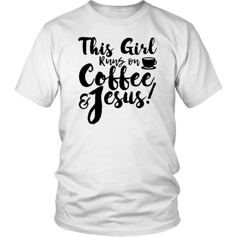 This girl runs on coffee and Jesus t-shirt | Christian t-shirts