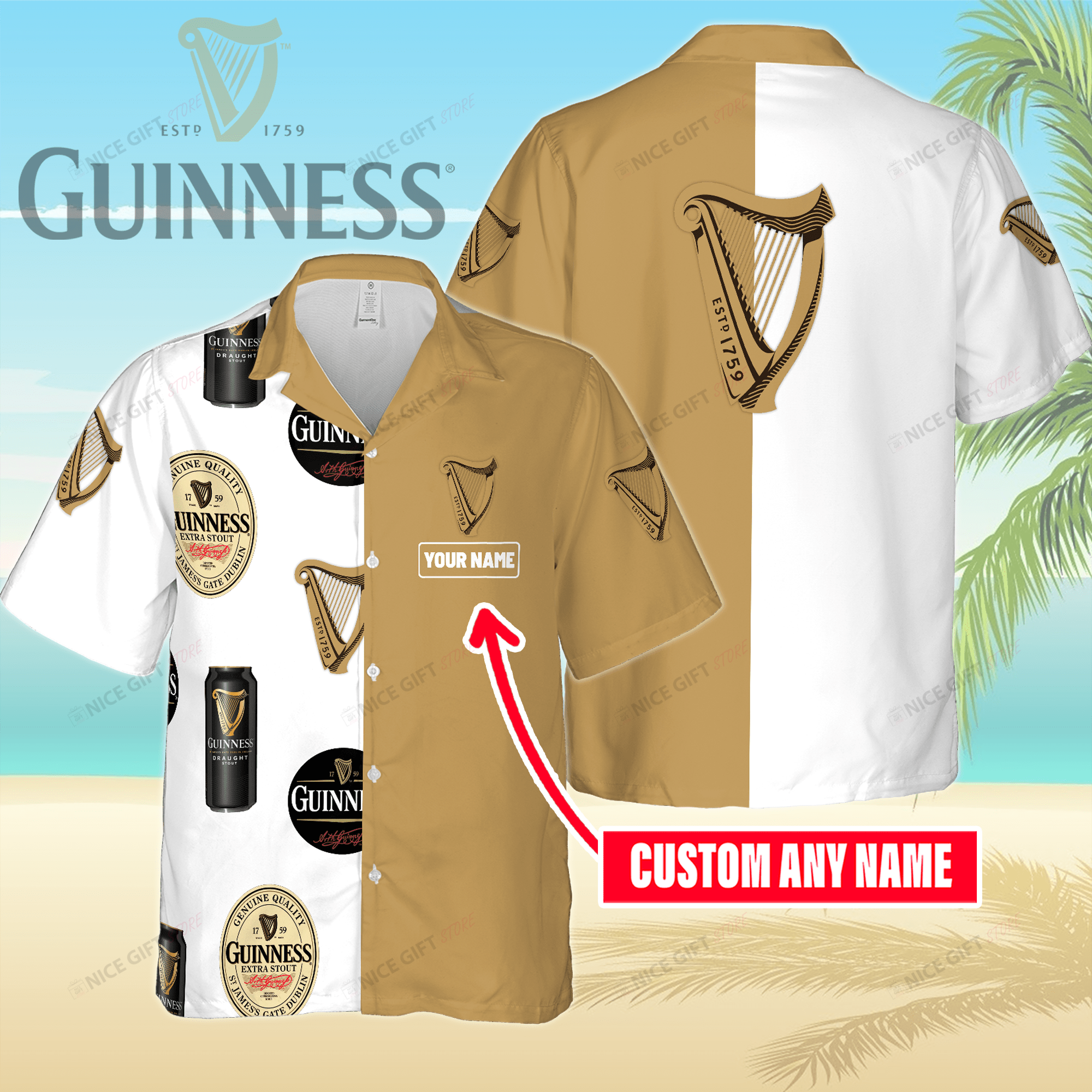 Guinness Custom Name Hawaiian Shirt 3Hs-N6C6