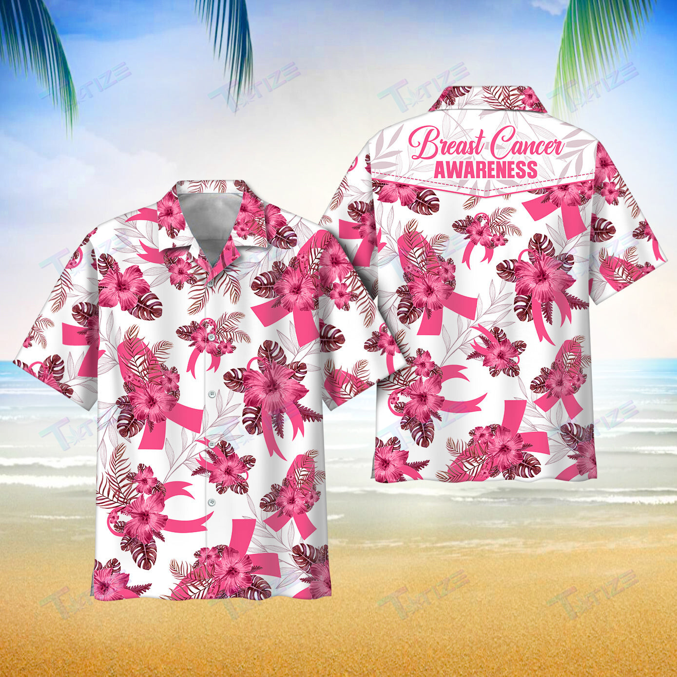 Breast Cancer Awareness Aloha All Over Printed Hawaii Shirt Size S Ha96368