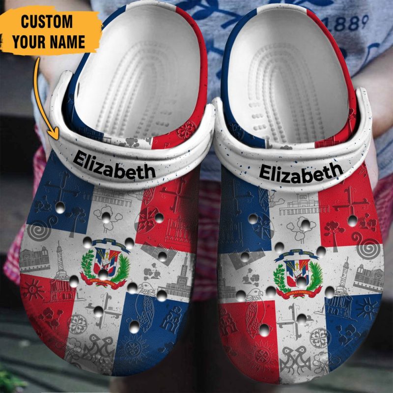 Dominican Flag Gift For Fan Classic Water Rubber clog Shoes Comfy Footwear