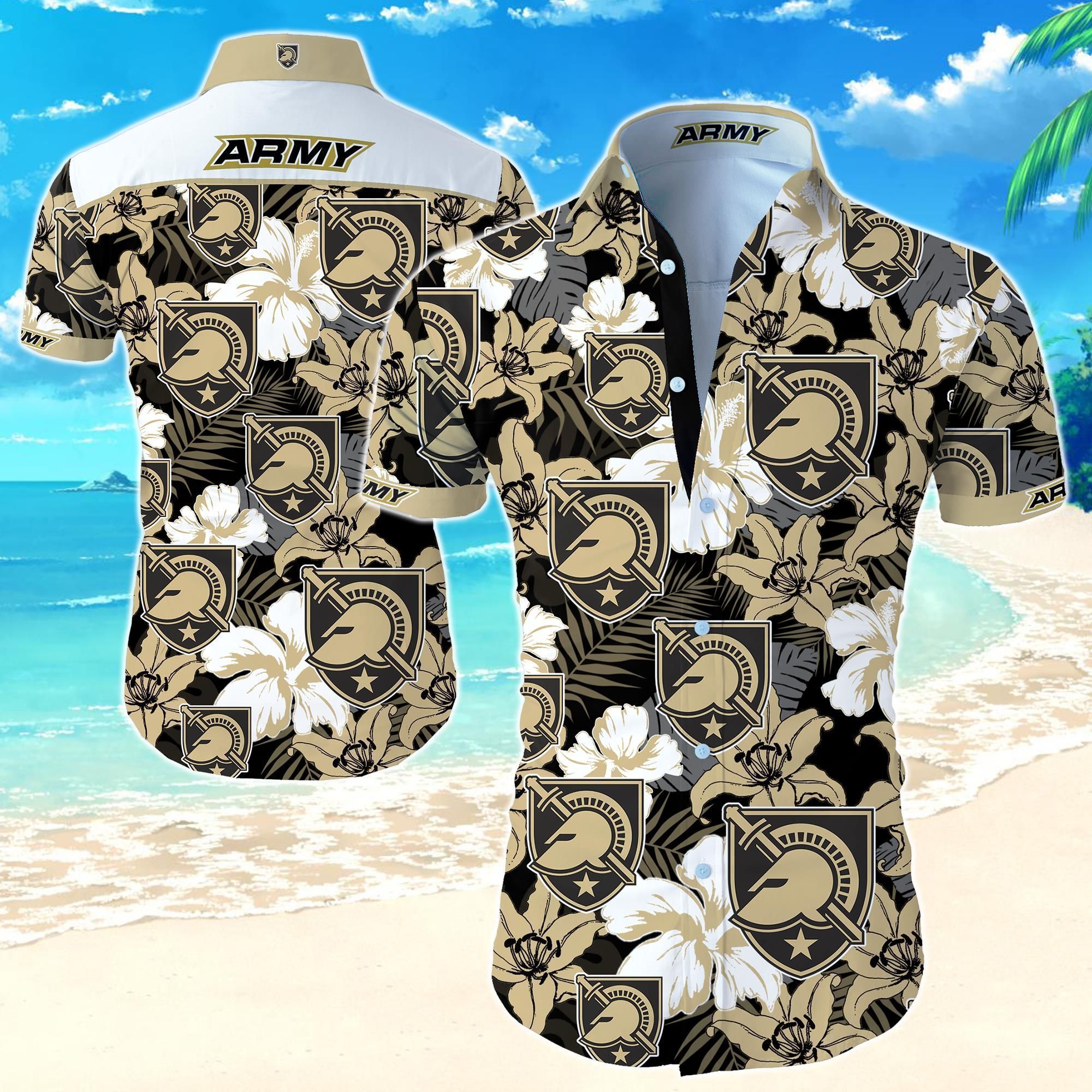 Army Black Knights Hawaiian Shirt Summer Button Up Shirt For Men Beach Wear Short Sleeve Hawaii Shirt Combo Beach