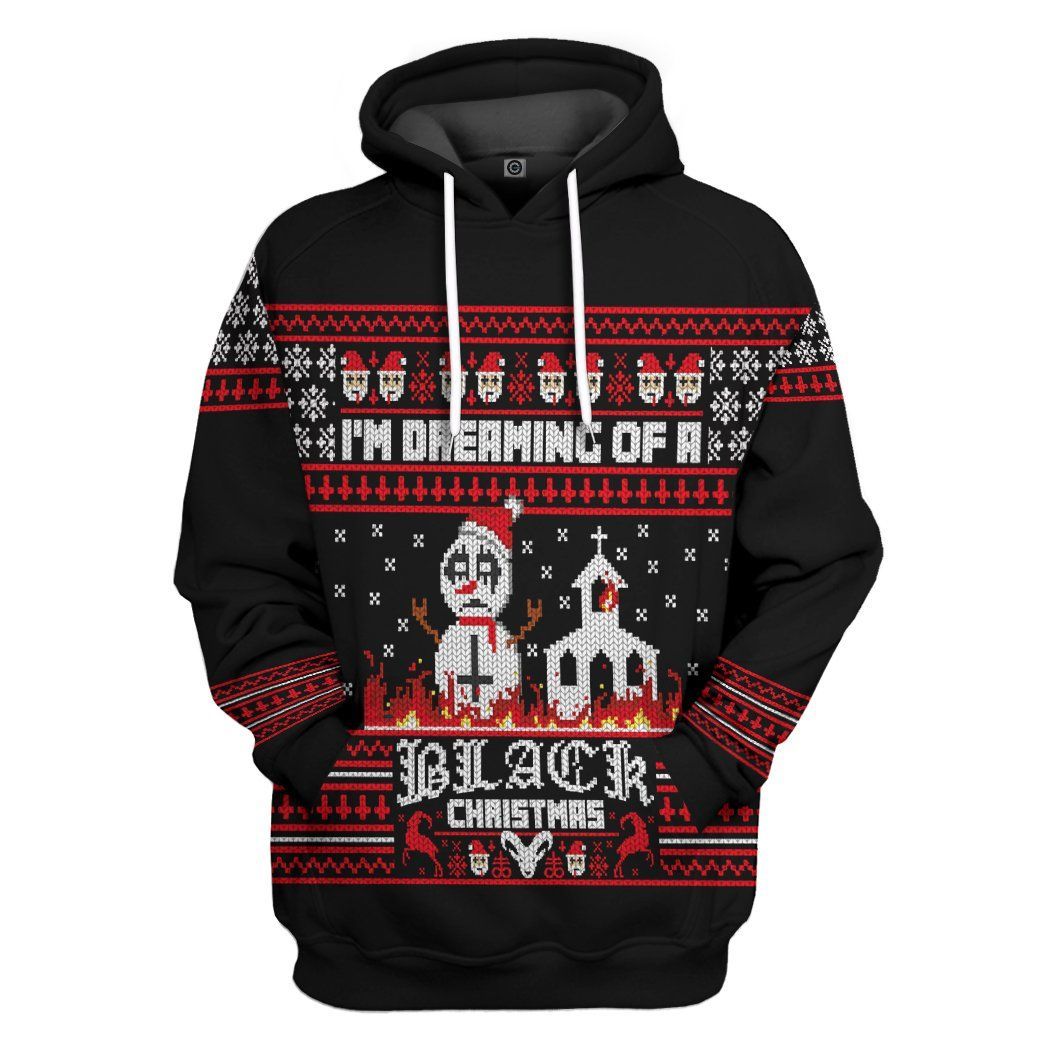 Casespring 3D Im Dreaming Of A Black Christmas Ugly Christmas Sweater Custom Hoodie Apparel