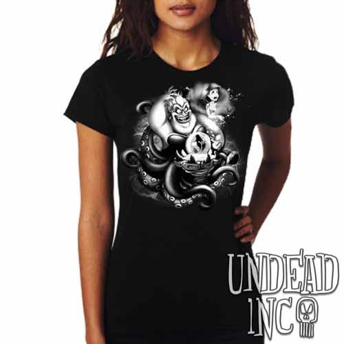 Villains Ursula – Ariel The Little Mermaid – Ladies T Shirt Black Grey