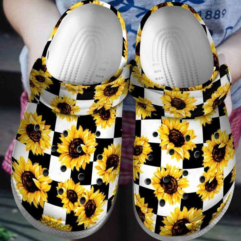 Sunflower White And Black Rubber clog Shoes Comfy Footwear