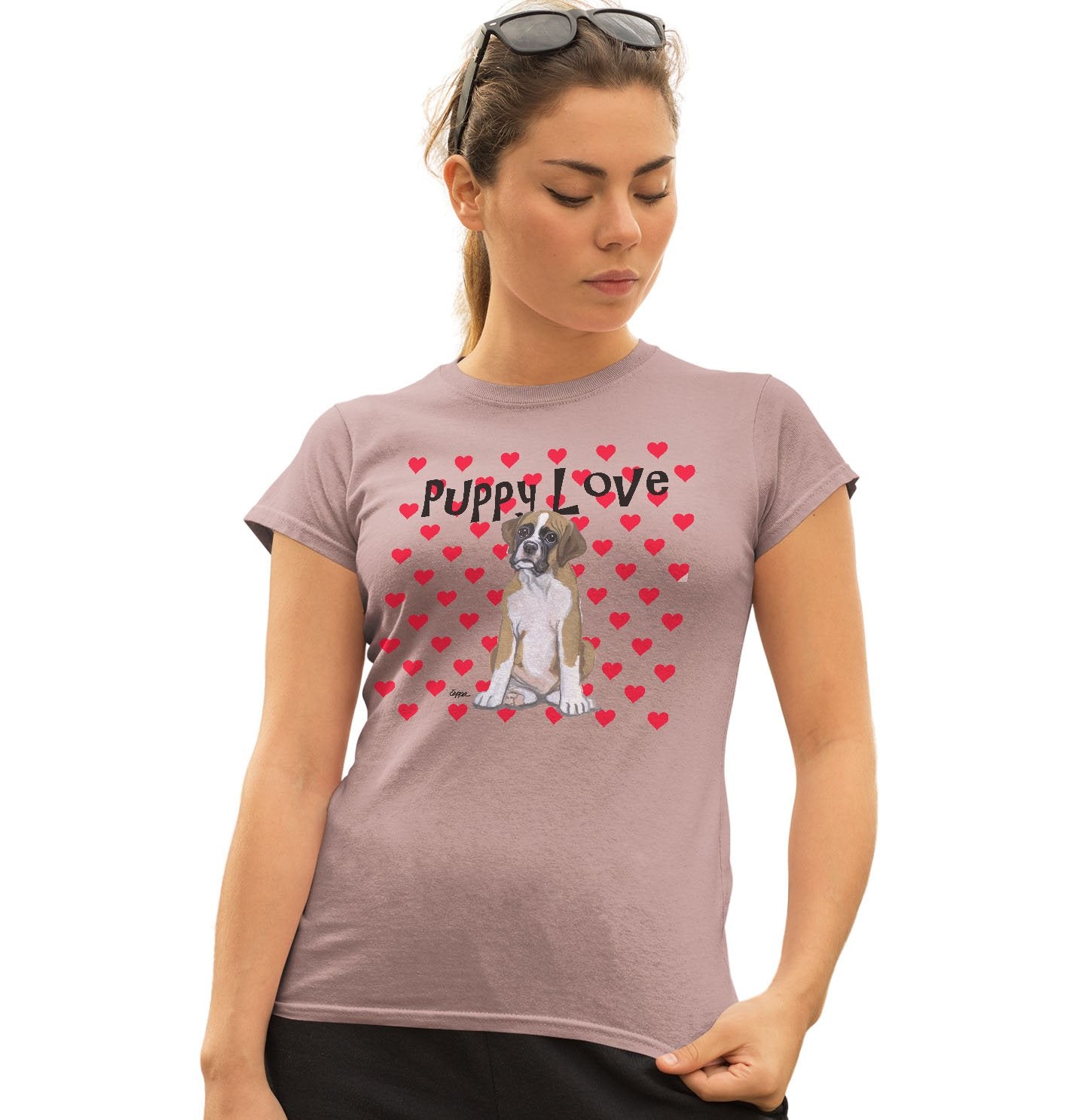 Boxer Puppy Love – Women’S Fitted T-Shirt