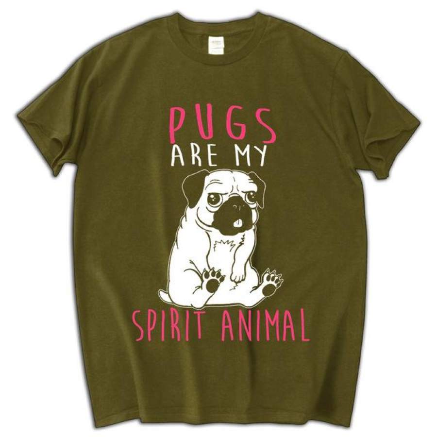 men tee shirt Pugs Are My Spirit Animal men summer t shirt cotton cartoon male t-shirt casual cool tees