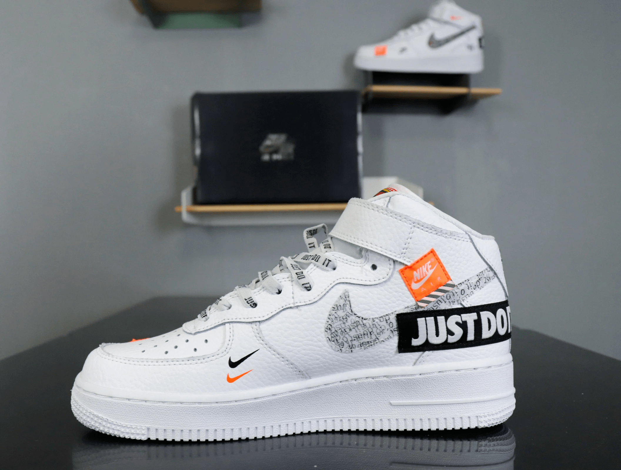 Nike Air Force 1 Mid Just do it White Black Terra Orange Shoes Sneakers SNK537266611