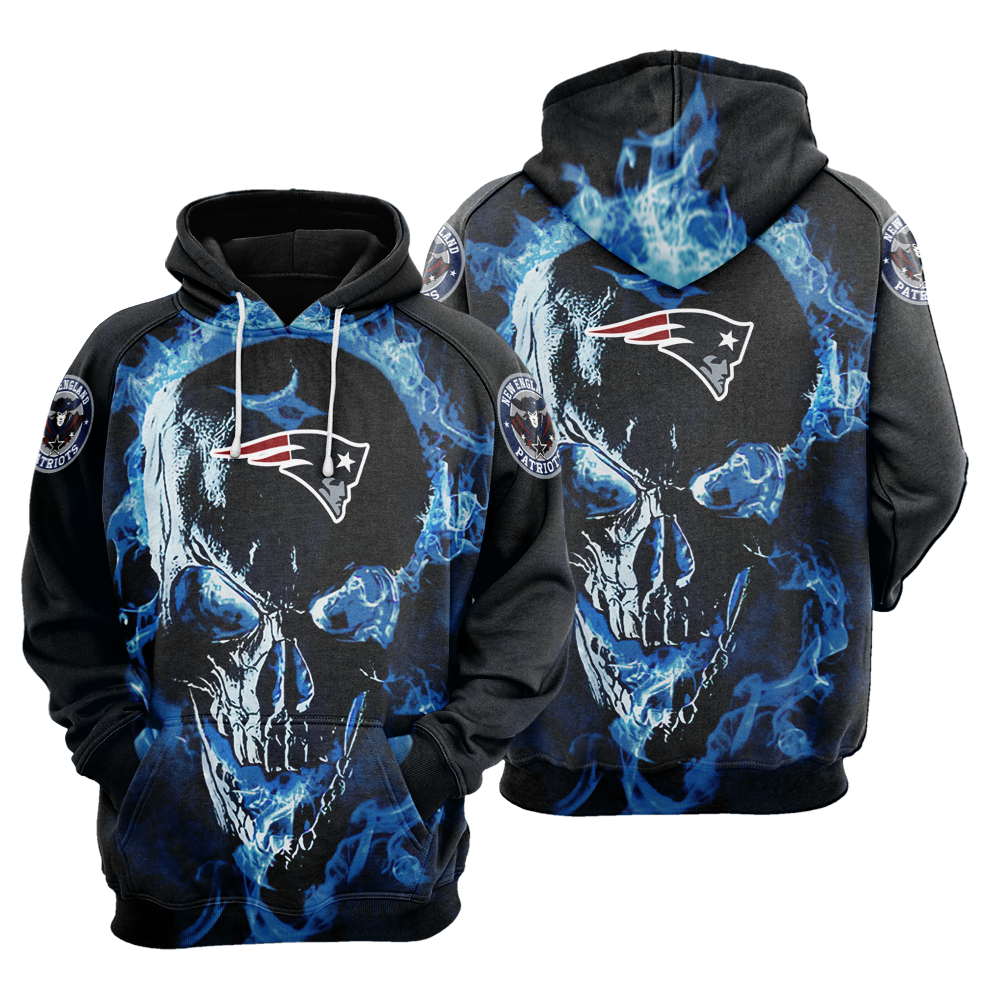 New England Patriots Skull 3D Hoodie Sweatshirt For Fans Men Women All Over Printed Hoodie