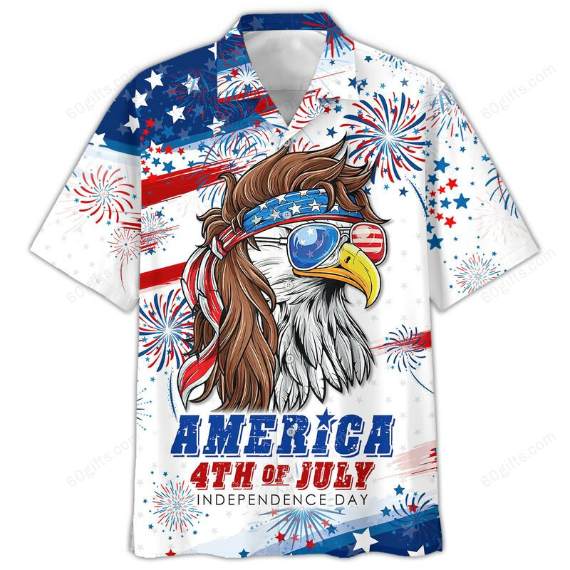 3D Cute Eagle Hawaiian Shirt, Hoodie, Zip Hoodie, Hoodie Dress, Sweatshirt Independence Day Usa All Over Print