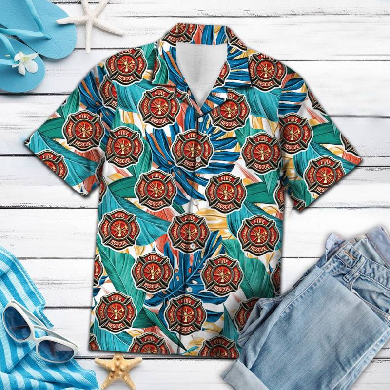 Firefighter Leaf Pattern Hawaii Shirt Ha101547