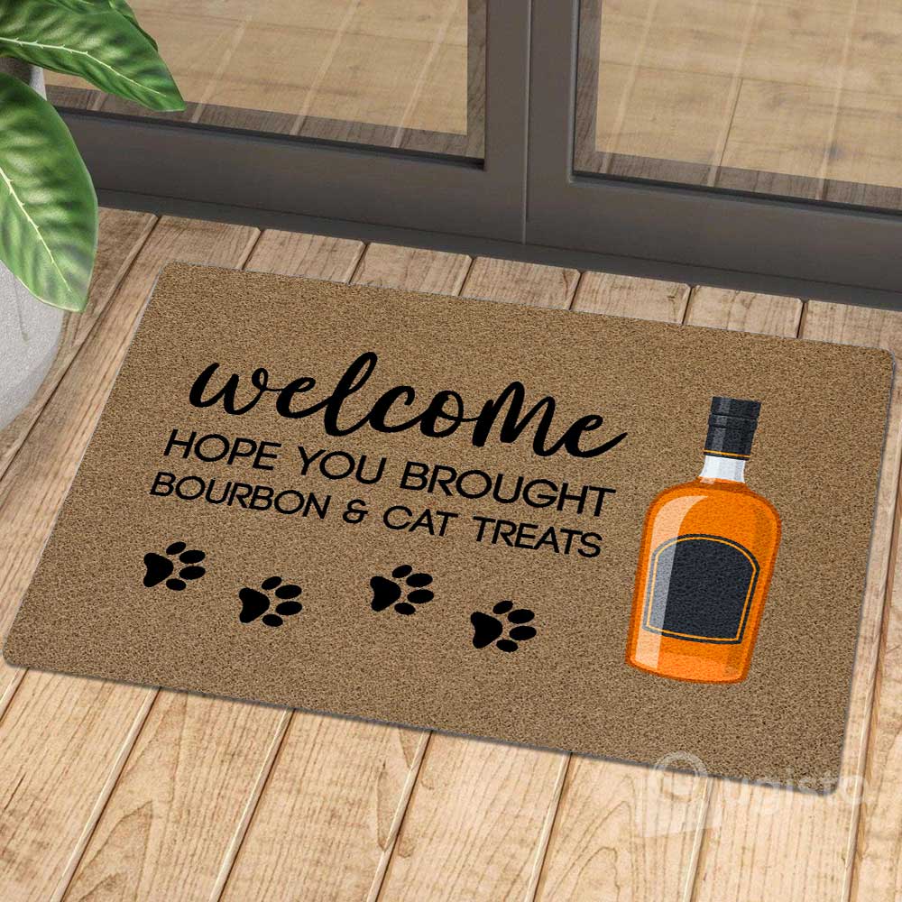 Hope You Brought Bourbon And Cat Treats 02 All Over Printing Doormat Pre2348