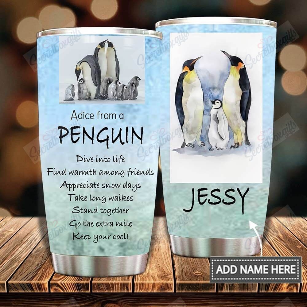 Personalized Penguin Family Xa0202157Cl Stainless Steel Tumbler Travel Customize Name, Text, Number, Image