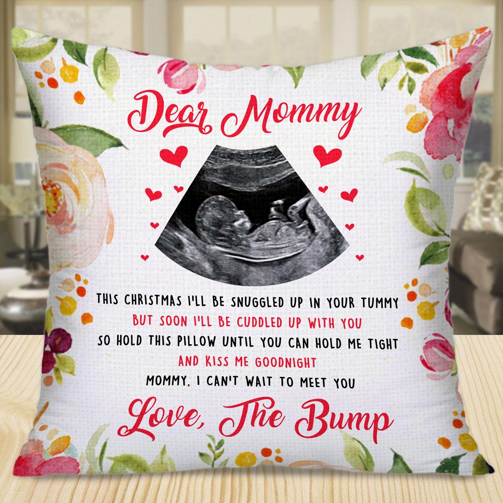Personalized Gift For Mommy To Be Bump Kiss Me Goodnight Pillow