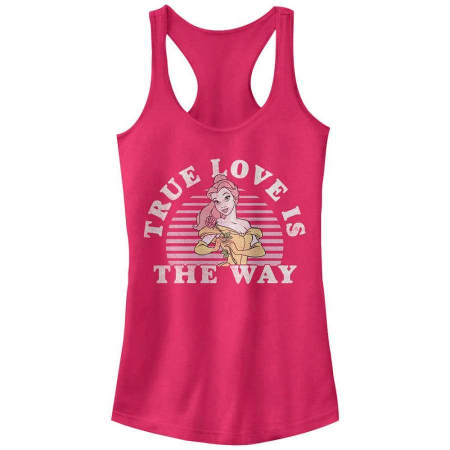 Beauty and the Beast Junior’s Belle True Love  Racerback Tank Dark Pink