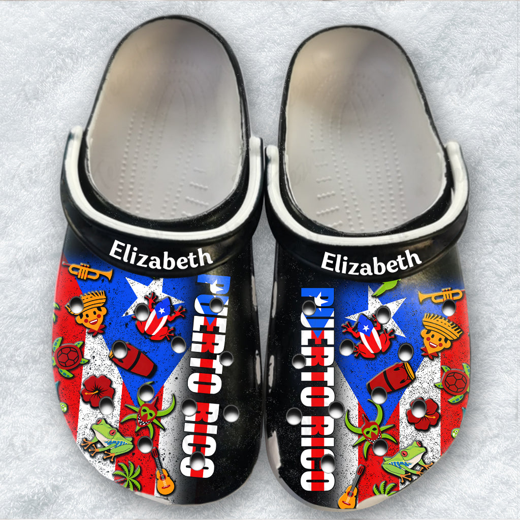 Puerto Rico Personalized Clog Shoes With Half Flag Symbols ...