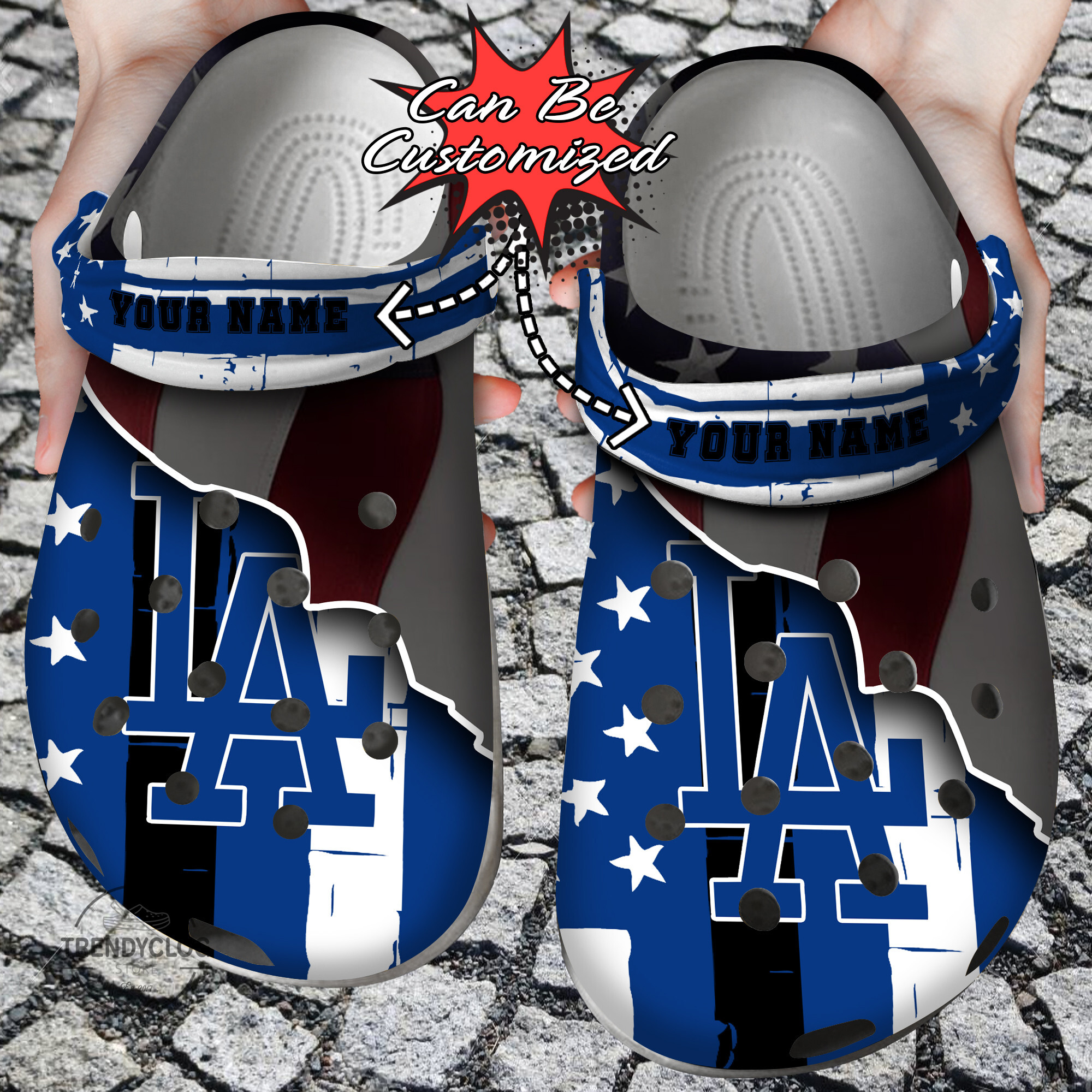 Dodgers Crocss – Personalized La Dodgers Baseball Team American Flag Line Clog Shoes For Men Women Kids