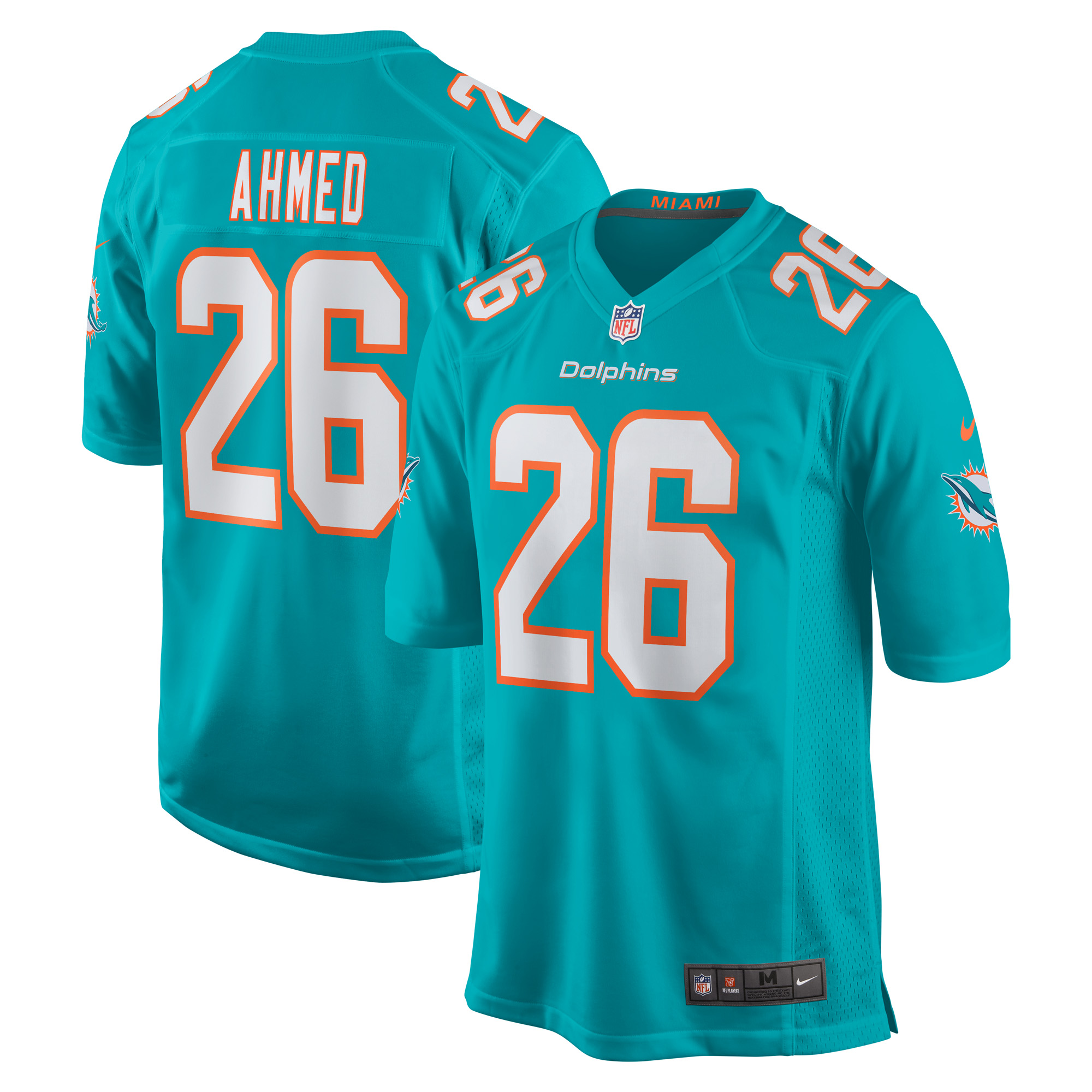 Men’s Miami Dolphins Salvon Ahmed Aqua Game Jersey