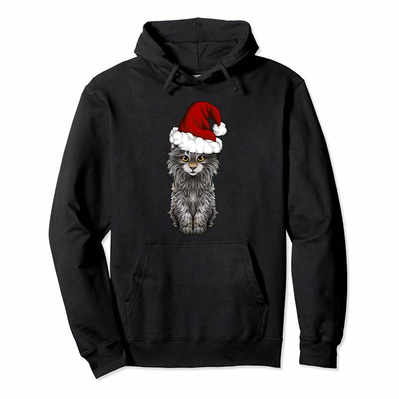 Maine Coon Kitten Christmas Santa Hat Cute Love Cats Xmas Pullover Hoodie, T Shirt, Sweatshirt