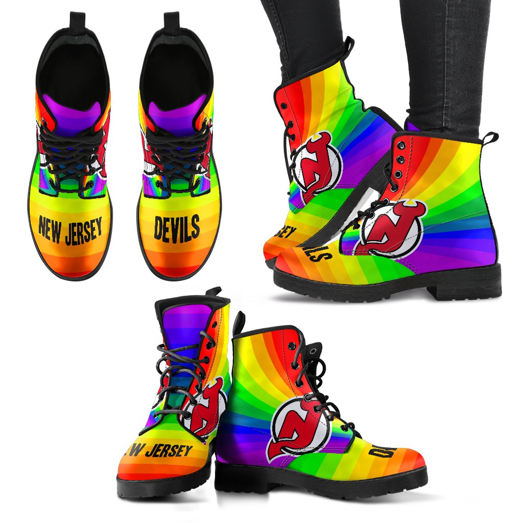 Awesome Rainbow New Jersey Devils Boots