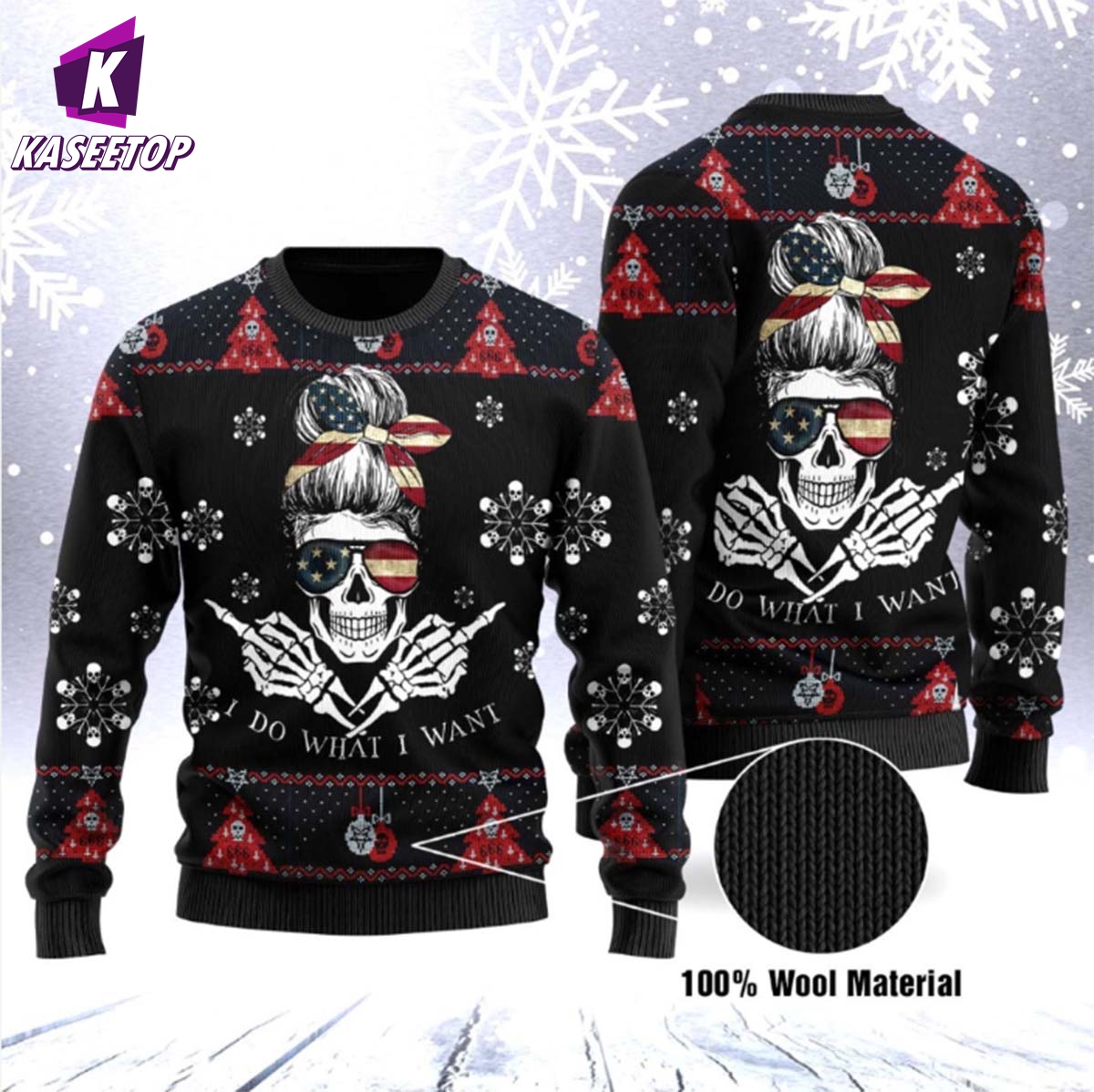 Skull Lover Happy Christmas Unisex Ugly Wool Sweater Jumper Tops 3D Print Men’s Knitting Crewneck Sweatshirt Casual Long Sleeves alx