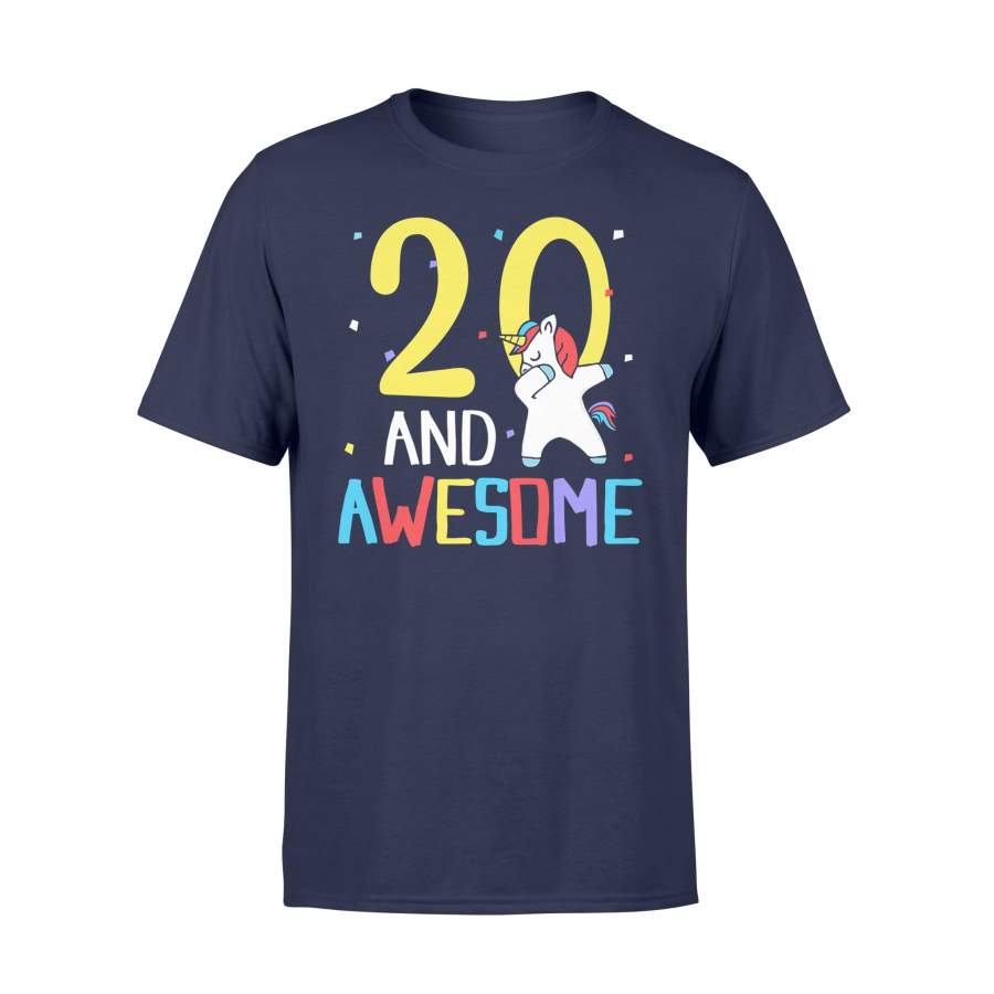 20 And Awesome Dabbing Unicorn 20th Birthday T Shirt