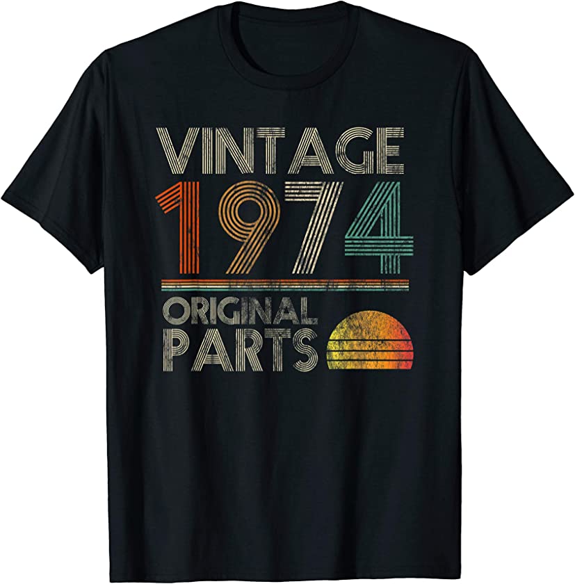 Vintage Original Parts Birthday 1974 46th Retro Style T-Shirt