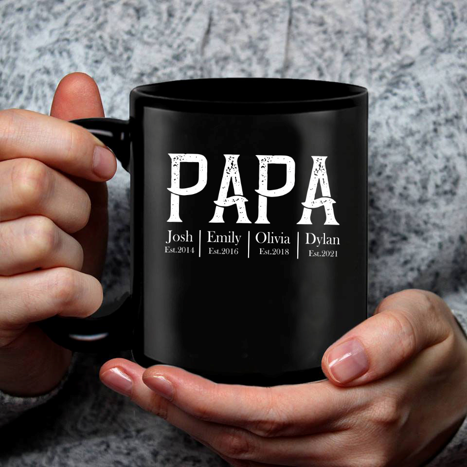 Personalized Papa Grandkids Est Mug