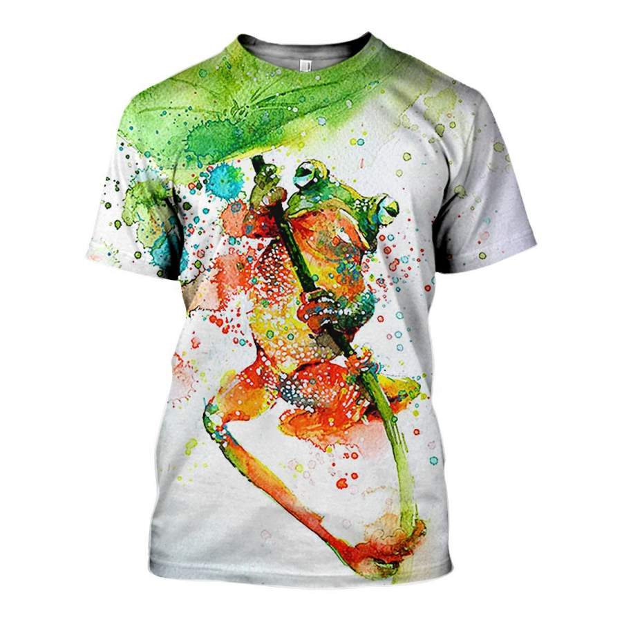 3D All Over Printed Watercolor Frog Shirts and Shorts