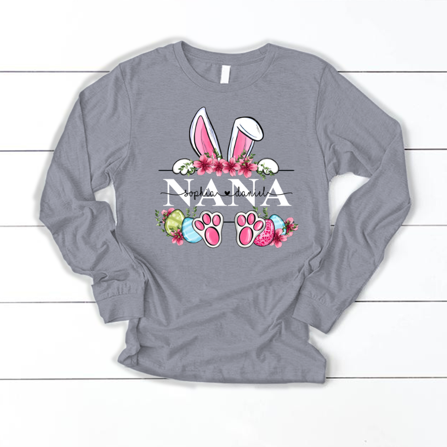 Nana Bunny And Kids, Gift For Grandma, Grammy, Mama, Nana, Mimi, Mother Day Cth01 Longsleeve