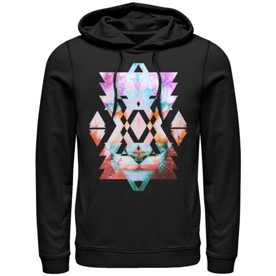 Lost Gods Men’s Geometric Cougar  Lightweight Hoodie Black