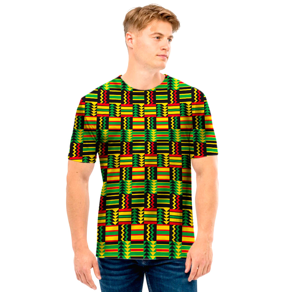 West African Kente Tribal Pattern Print Men’S T-Shirt