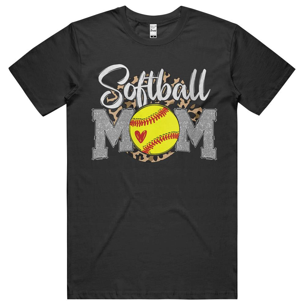 Womens Softball Mom Leopard Funny Softball Mom Mother’S Day 2022 V-Neck T-Shirt